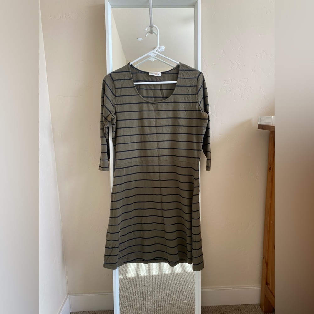 Natural by known supply stripped dress green and black